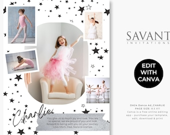 Dance Template - Yearbook Tribute Ad - Dance Recital Program Ad - Charlie - Full Page - Fun creative design editable in Canva - DA24