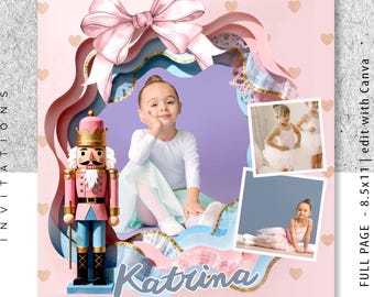 NEW! Nutcracker Dance Recital Tribute Shoutout Template - Full Page - Papercut Design (edit in Canva) 02FP