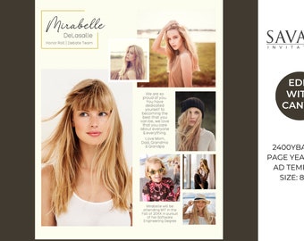Full page Yearbook Ad Template - Parent Tribute Ad easy to personalize in Canva - 2400YBA.