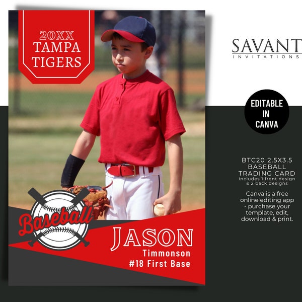 Baseball Trading Card Template Etsy