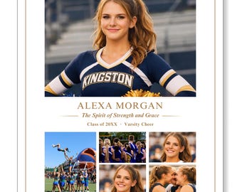 Cheer Tribute Page Template • Full Page • Senior Night Cheer Program Page • Editable Canva Cheerleader Yearbook Ad • Printable • 02BA