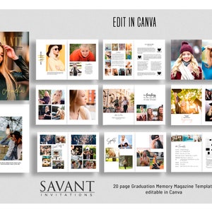 Custom Graduation Magazine Template, Memory Magazine for Graduation Keepsake Gift, Editable CANVA TEMPLATE, 8.5x11, GM21A