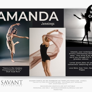 Half Page Dance Ad Template - Half Page Yearbook Tribute Ad Template, modern minimalist Dance Recital Program Ad, DA23HP