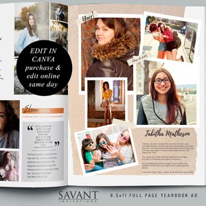 Plantilla de anuncio de anuario, anuncio de graduación de página completa, plantilla Canva, collage de fotos, YBA65