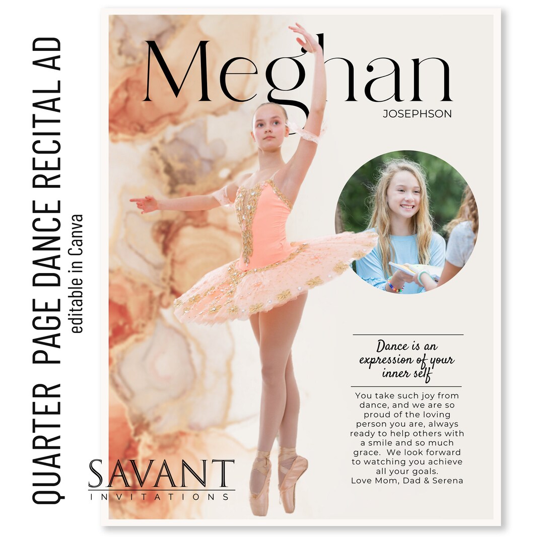 New! Full Page Watercolor Dance Recital Ad Template - Elegant Floral ...