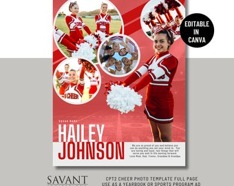 Full page Yearbook Cheer Ad - Graduation Sports Program Ad Tribute Template - Cheer Dance Pom Ad Template - Tribute Ad - CPT2