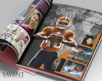 Full Page Football Yearbook or Sports Program Tribute Ad plus 16x20 Sports Poster Template, Graduation Gift, CANVA - 30FBSP