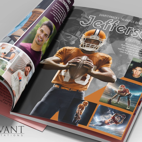 Full Page Football Yearbook or Sports Program Tribute Ad plus 16x20 Sports Poster Template, Graduation Gift, CANVA - 30FBSP