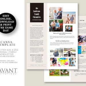 Plantilla de boletín, Boletín de collage de fotos familiares, PLANTILLA CANVA, Carta de EE. UU., Mensual, Estacional, NST2