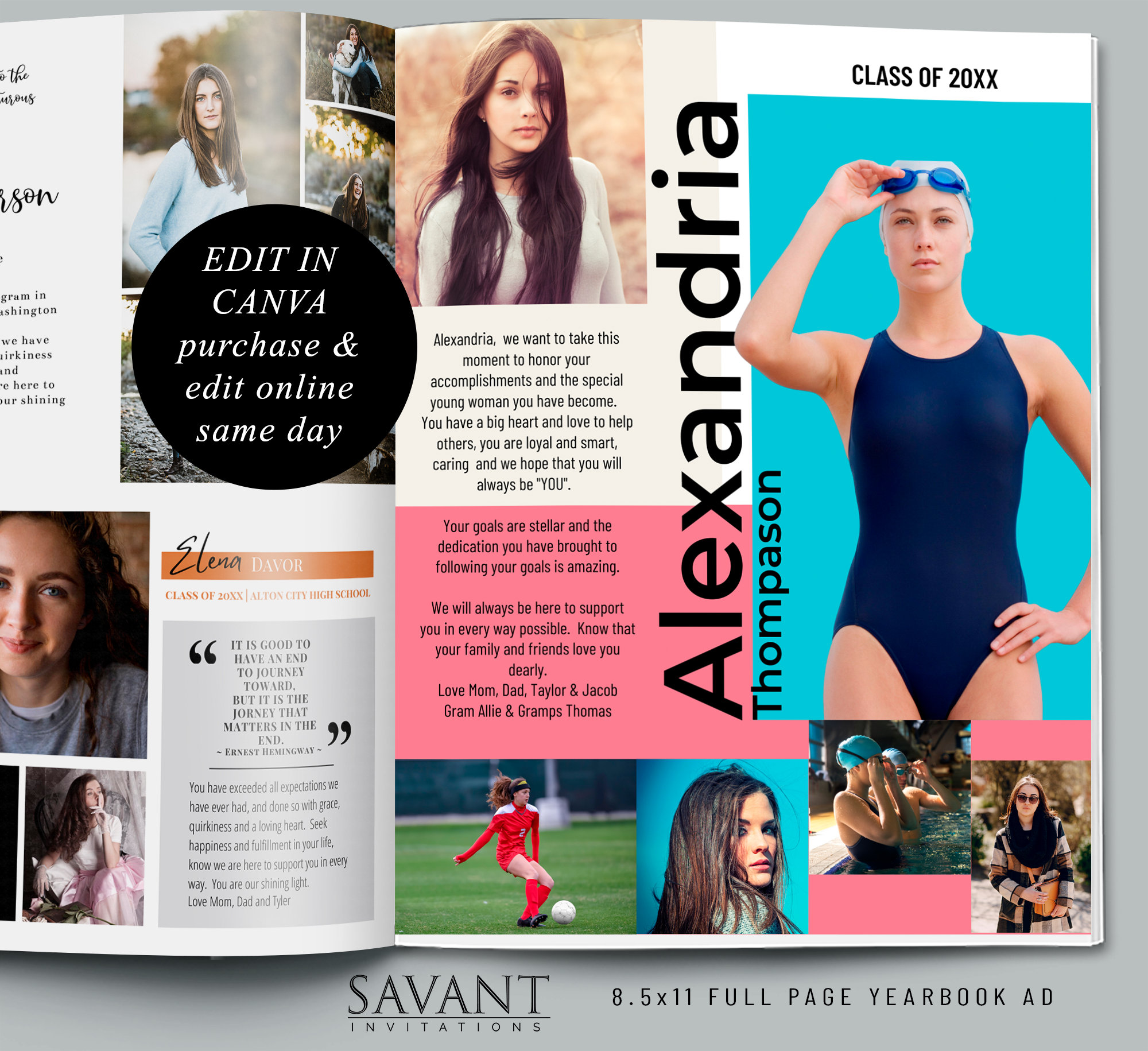 Full Page Yearbook Graduation Ad Template, 8.5x11 Inch Graduation Ad ...