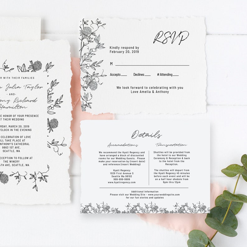 Invitación de boda imprimible RSVP tarjeta de detalle Etsy España