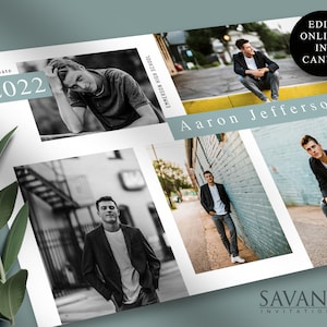 Modern Graduation Card Template, Canva Template, Personalize, Graduation Announcement, Grad Invitation, DIY, Congratulations, GAI36