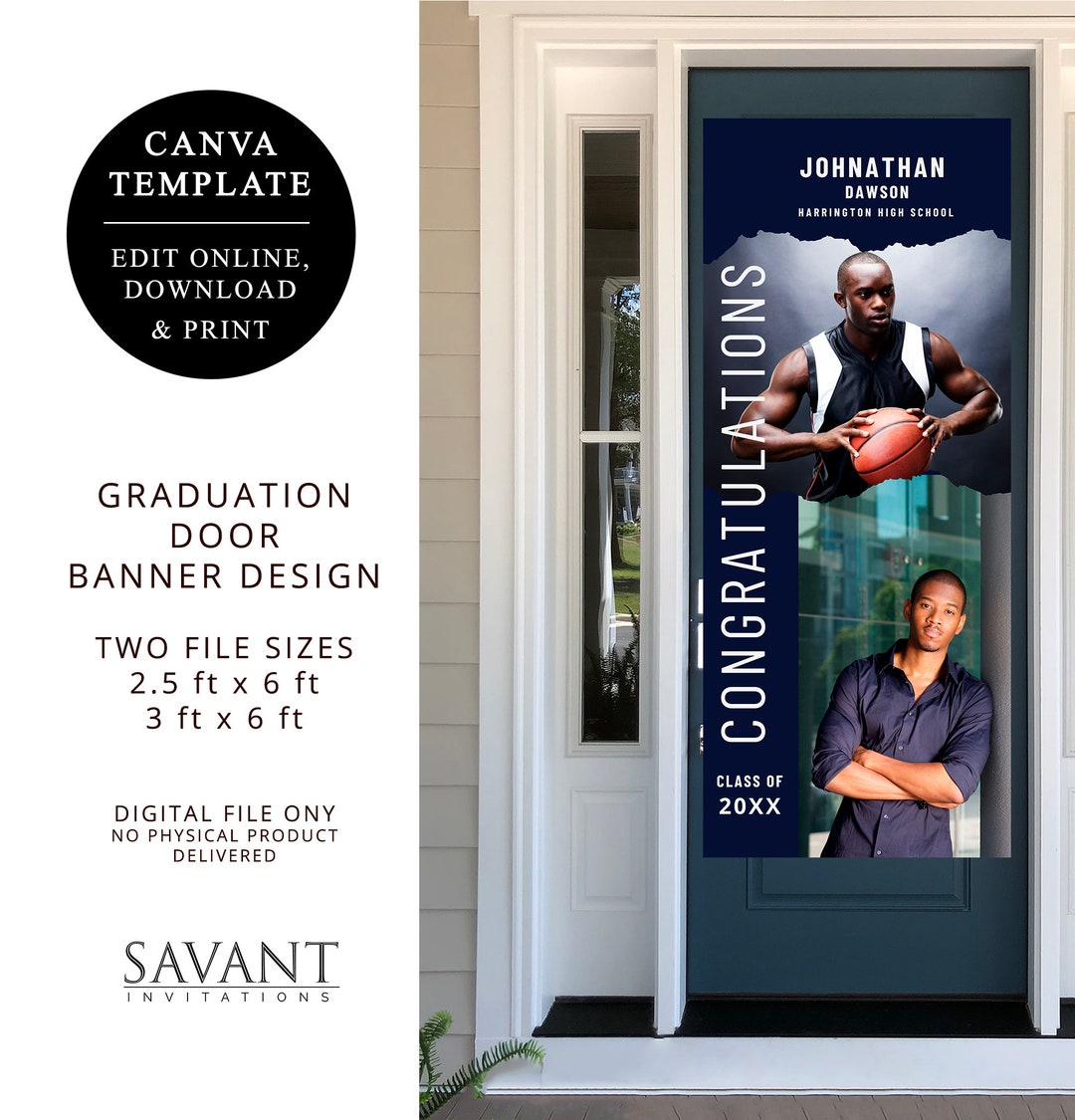 2024 Personalized Graduation Banner Door Banner CANVA TEMPLATE Yard 