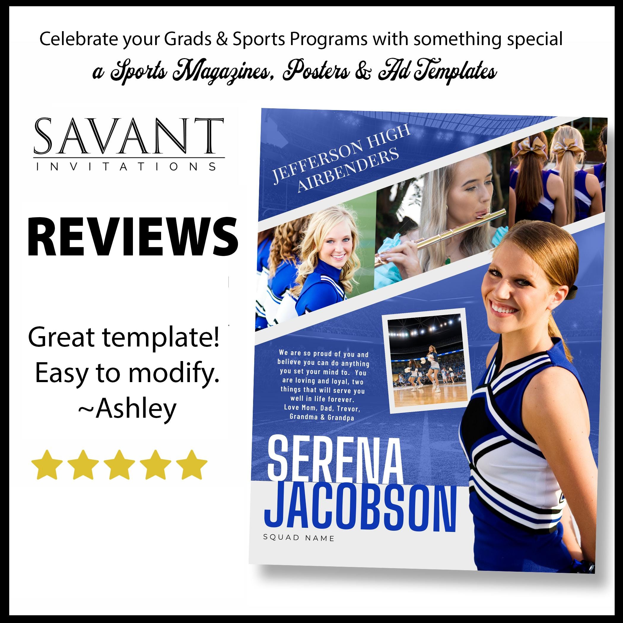 Sports Dedication Example NEW! Half Page Football Program Yearbook Sports Dedication Ad Template ...