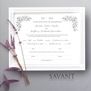 Heiratsurkunde, Heiratsurkunde, bearbeitbar, druckbare Hochzeitsandenken, Canva Template, YOU EDIT, 8.5X11, COM1A