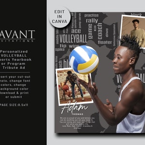 Modèle Hommage au programme sportif du Volleyball Yearbook, à modifier et à personnaliser sur Canva, Fille, Homme, VPWA2