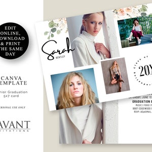 Editable Graduation Template, Graduation Announcement Invitation Card ...