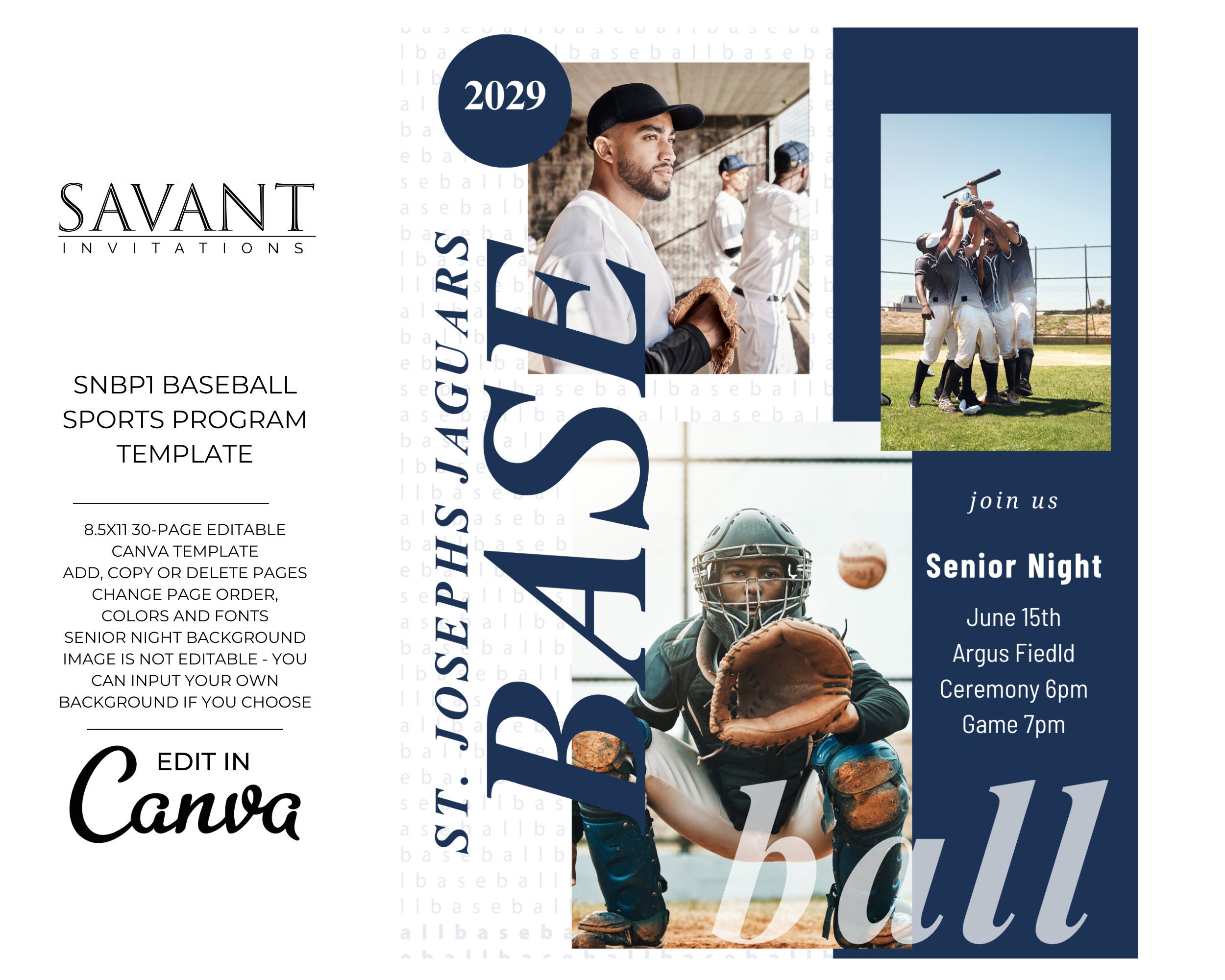 Baseball Program Template - Senior Night Template - US Letter Magazine ...