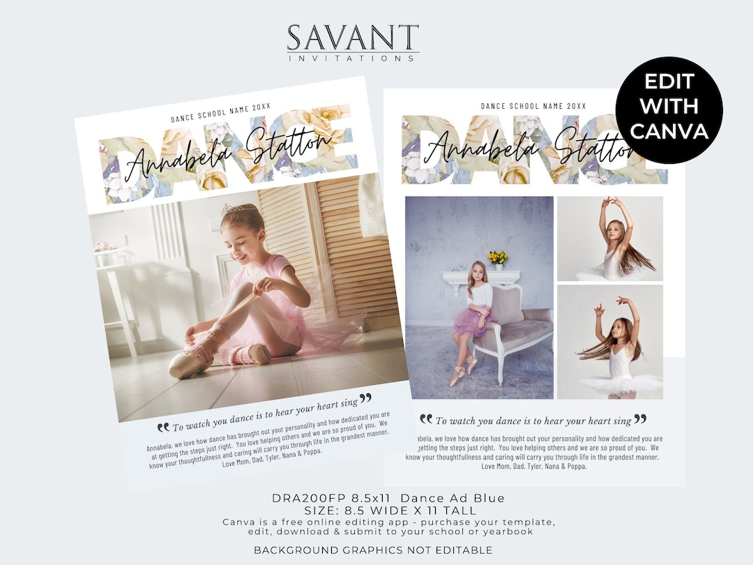 Full Page Dance Recital Ad, Dance Recital Program Ad, Canva Template ...