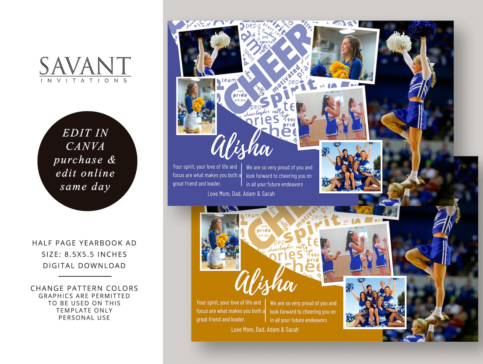 Half Page Cheer Yearbook Ad Template Sports Program Ad Etsy