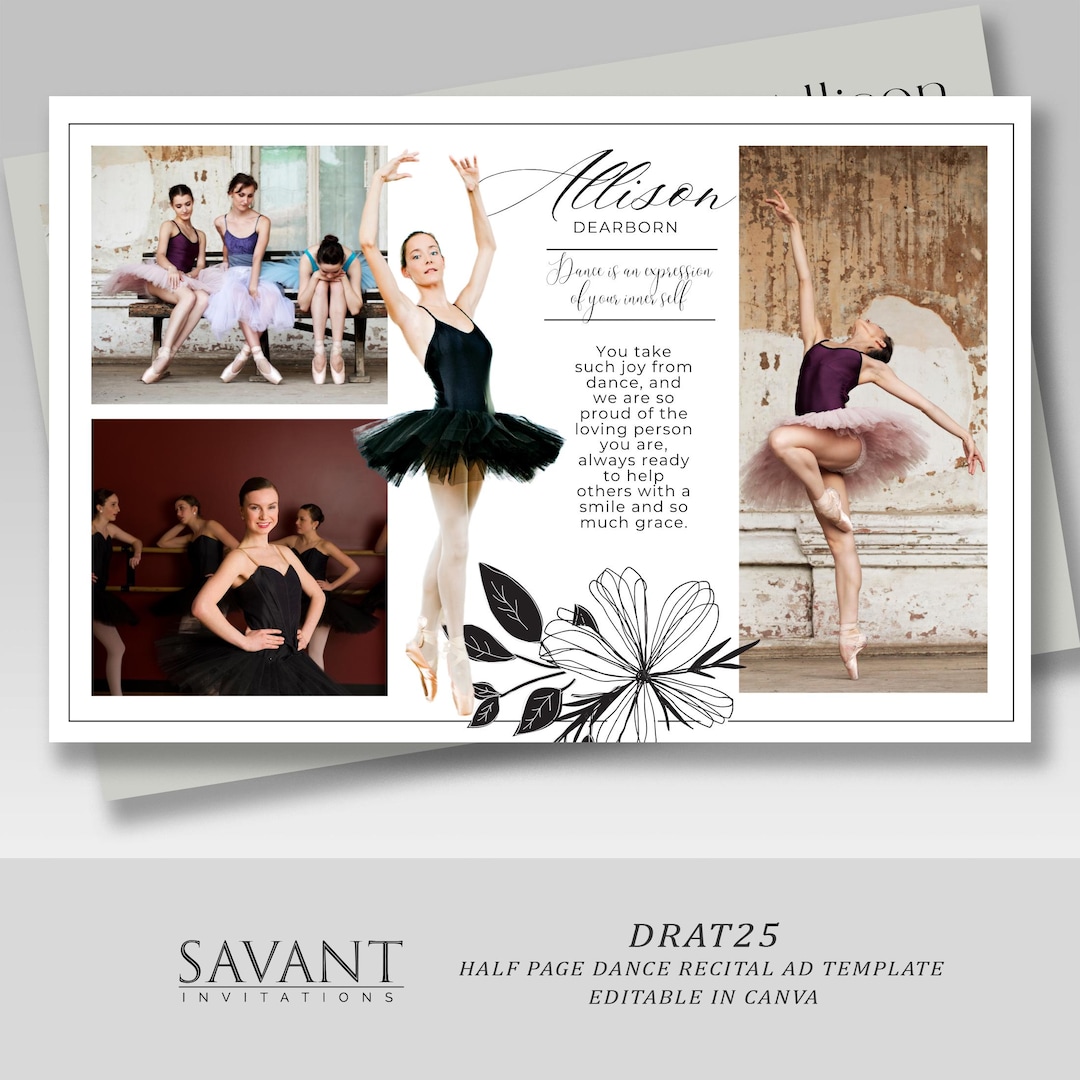 New! Dance Recital Half Page Ad Template - Recital Shoutout Templates ...