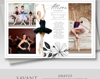 ¡Novedad! Plantilla de anuncio de media página para recital de baile: plantillas de anuncios para recital para padres: edita y personaliza en Canva: 2 diseños: 25DRAT