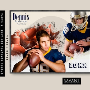 Football Sports Poster Template editable in Canva, Editable, 24x18, 20x16,FBP06