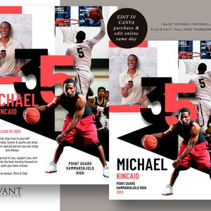 Yearbook Ad Template, CANVA TEMPLATE, Full Page 8.5x11 Photo Collage plus 16x20 Poster Photo Collage, Sports, Edit online  Grad, 0001SPORTS