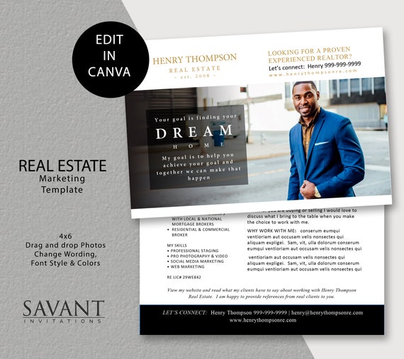 Real Estate Agent Introduction Postcard Promotional Postcard Etsy