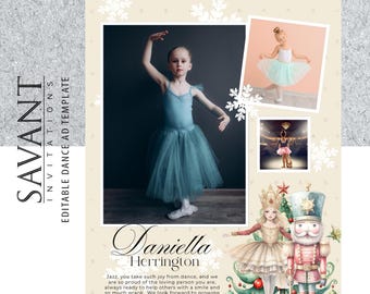 NEW! Nutcracker Dance Recital Program Ad Template - Full Page - 3 Photo Dance Recital Tribute 298DRATN2