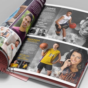 Modèle de page d'annonce d'hommage pour l'obtention du diplôme de basket-ball HP de l'annuaire - Annonce du programme de football sportif - modifier et personnaliser dans Canva - 01BasketballHP