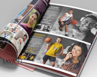 Plantilla de página de anuncio de homenaje a la graduación de baloncesto del anuario HP - Anuncio del programa de fútbol americano - edita y personaliza en Canva - 01BasketballHP