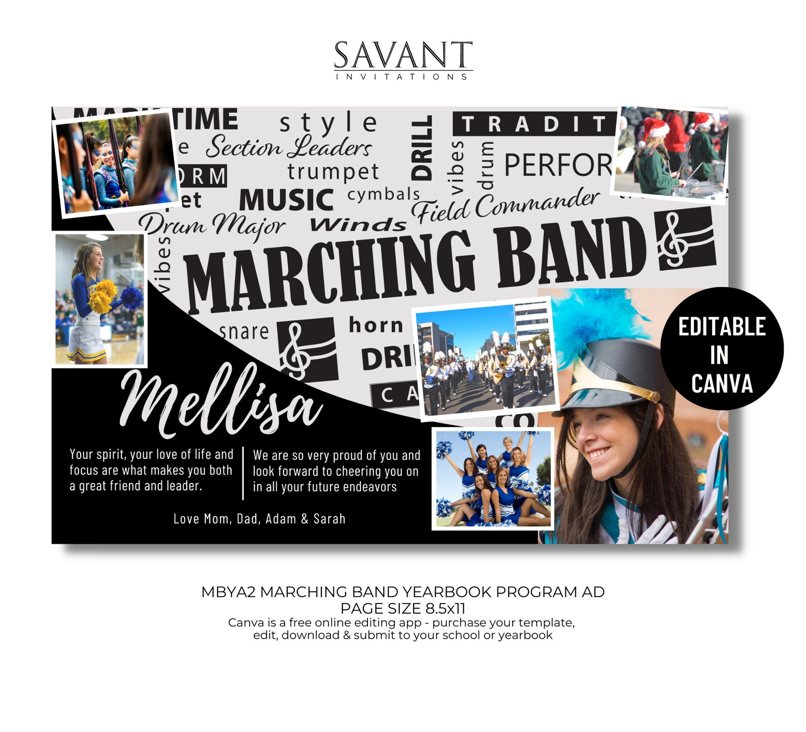 HALF PAGE Marching Band Yearbook Ad Template Program Ad Etsy