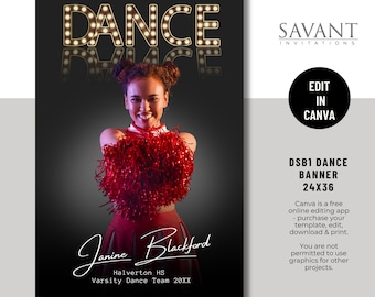 Banner para el baile de fin de curso – Homenaje al equipo de animadoras, 24x36 (Plantilla editable de Canva)