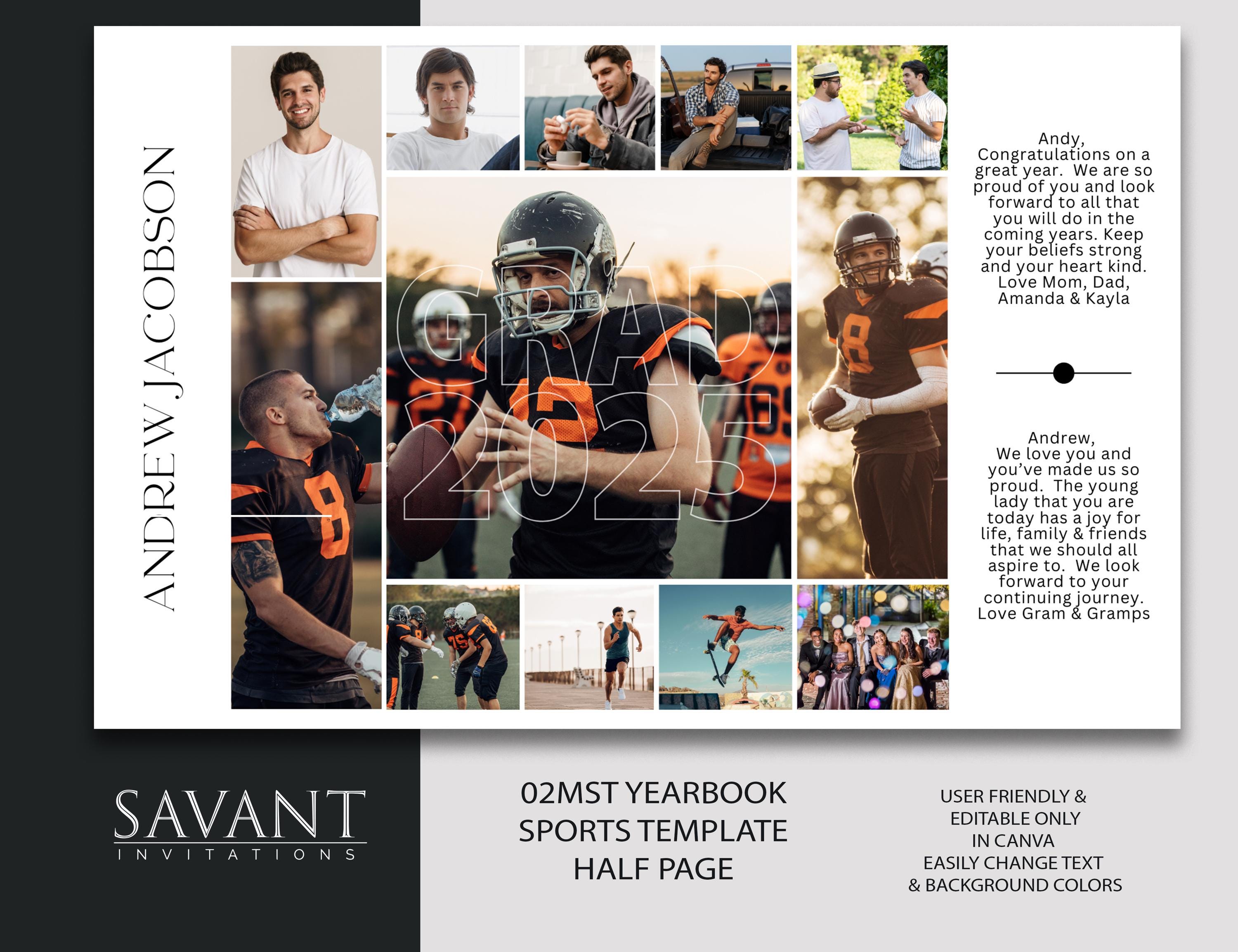 Sports Dedication Example Half Page Yearbook Grad or Sports Tribute Dedication Template - Grad ...