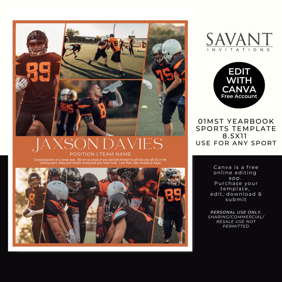 Sports Dedication Example Full Page Yearbook Grad or Sports Ad Program Dedication Template ...
