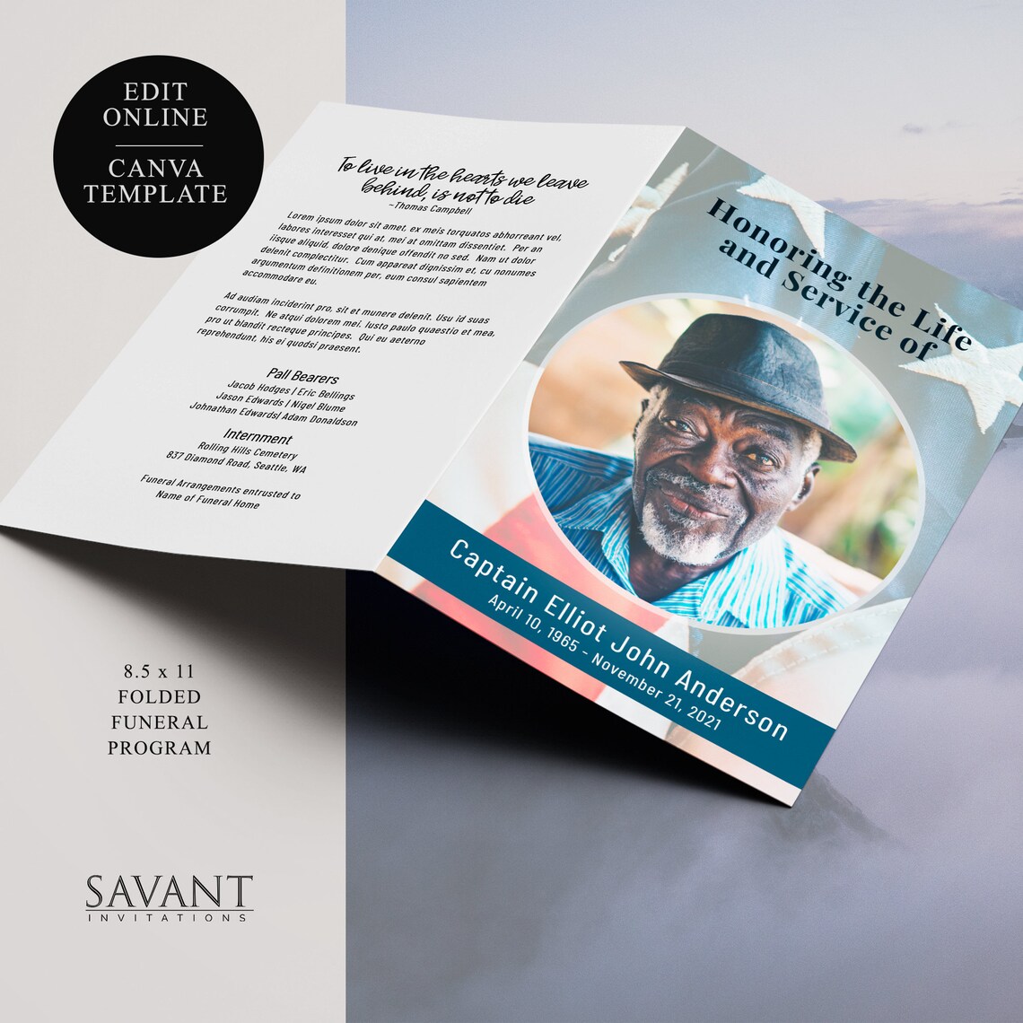 Canva Funeral Program Template