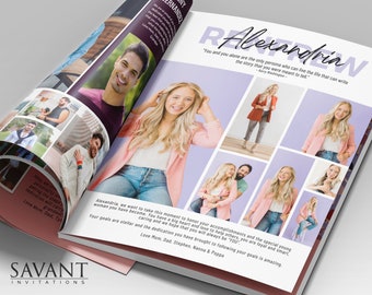 Pode incluir: Um anúncio de graduação com uma colagem de fotos de uma jovem com um blazer rosa. O texto diz "Alexandria" e "Você e somente você é a única pessoa que pode viver a vida que pode escrever a história que você estava destinado a contar." - Kerry Washington.