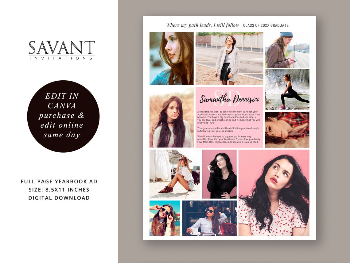 Yearbook Ad Template Canva Template DIY Editable Template | Etsy