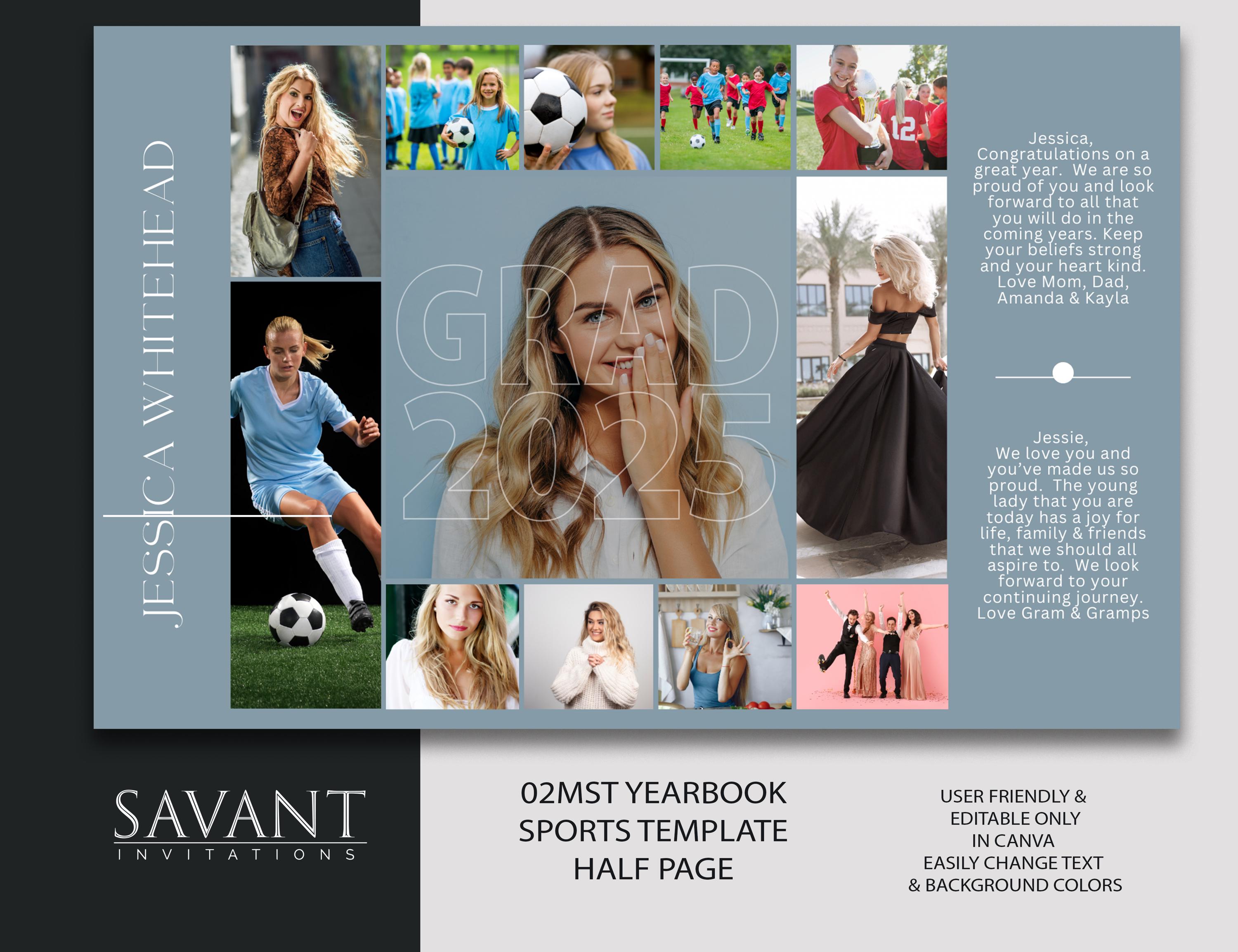 Sports Dedication Example Half Page Yearbook Grad or Sports Tribute Dedication Template - Grad ...