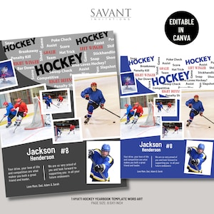 Hockey Yearbook Ad Template, Sports Program Ad, editable in CANVA, Full Page 8.5x11 Photo Collage, HYAT1