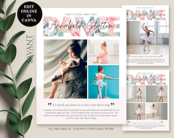 Full Page Dance Recital Ad, Dance Recital Program Ad, Canva Template, Edit & Personalize your full-page photo Dance Ad, PINK, DRA1F