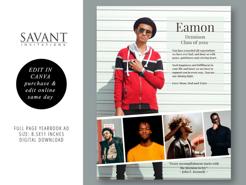 Photo Collage Yearbook Ad Canva Template High School | Etsy