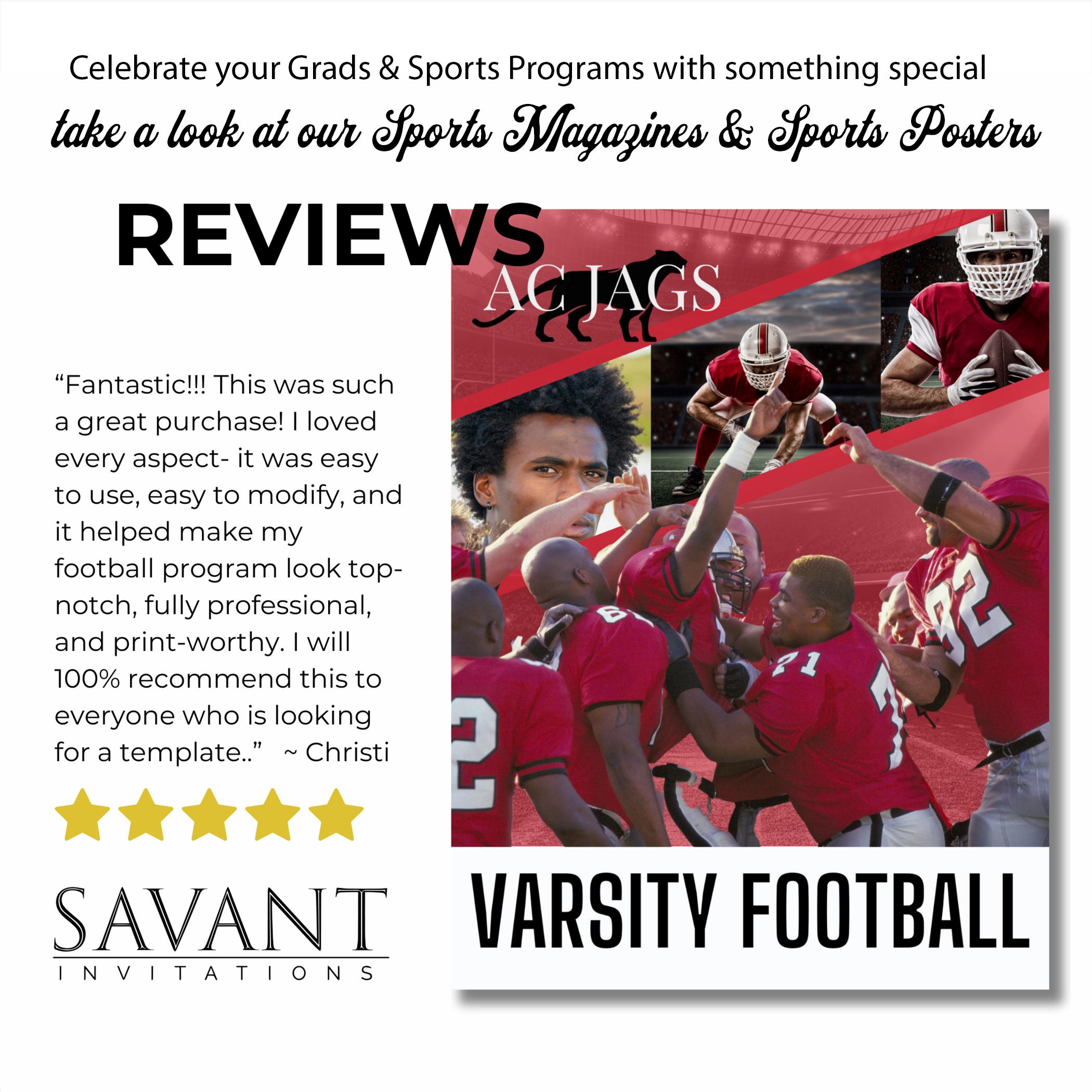 Sports Dedication Example NEW! Half Page Football Program Yearbook Sports Dedication Ad Template ...
