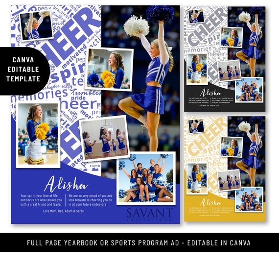 Yearbook Ad Template Cheer Sports Program Ad Editable in Etsy