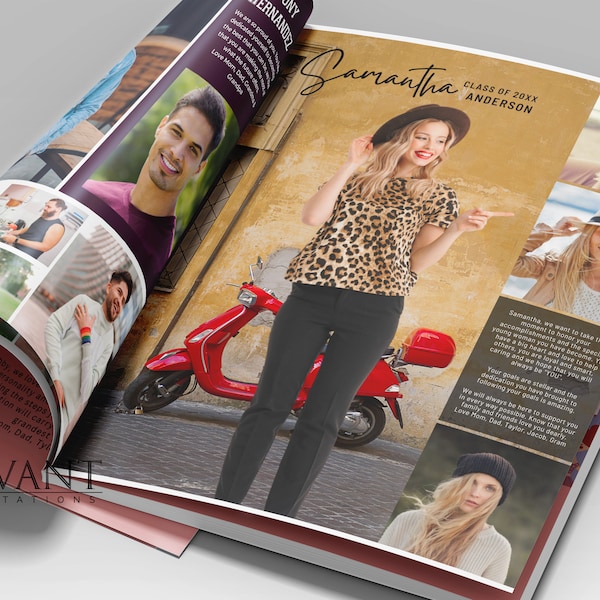 Full page Senior High School Graduate Tribute Yearbook Page Ad template, edit in Canva, 18YBA