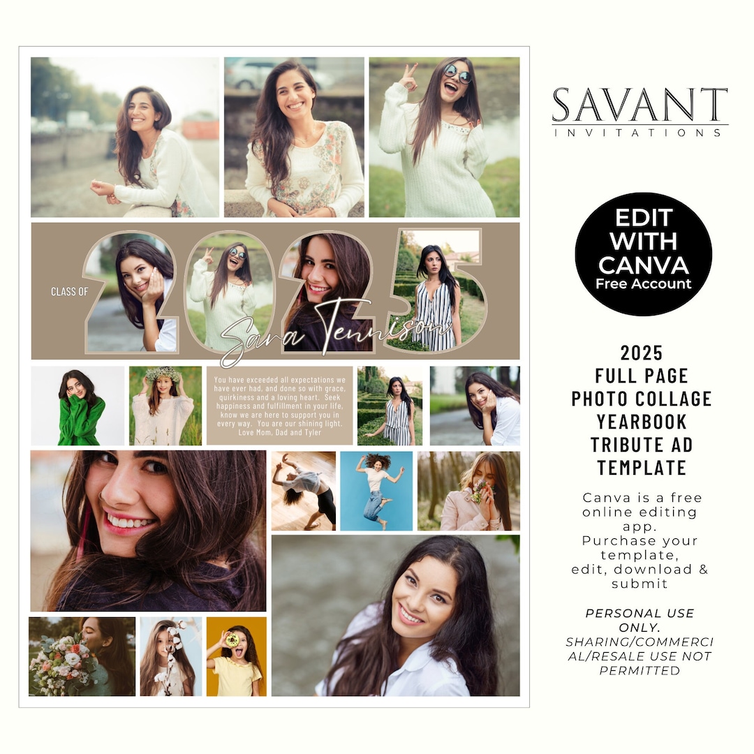2025 Photo Number Yearbook Tribute Ad Template Full Page Editable In Il 1080xN.5857765088 6697