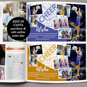 Halbseitige Cheer-Yearbook-Anzeigenvorlage, Sportprogrammanzeige, bearbeitet in CANVA, halbe Seite 8,5 x 5,5-Fotocollage, CHYA2