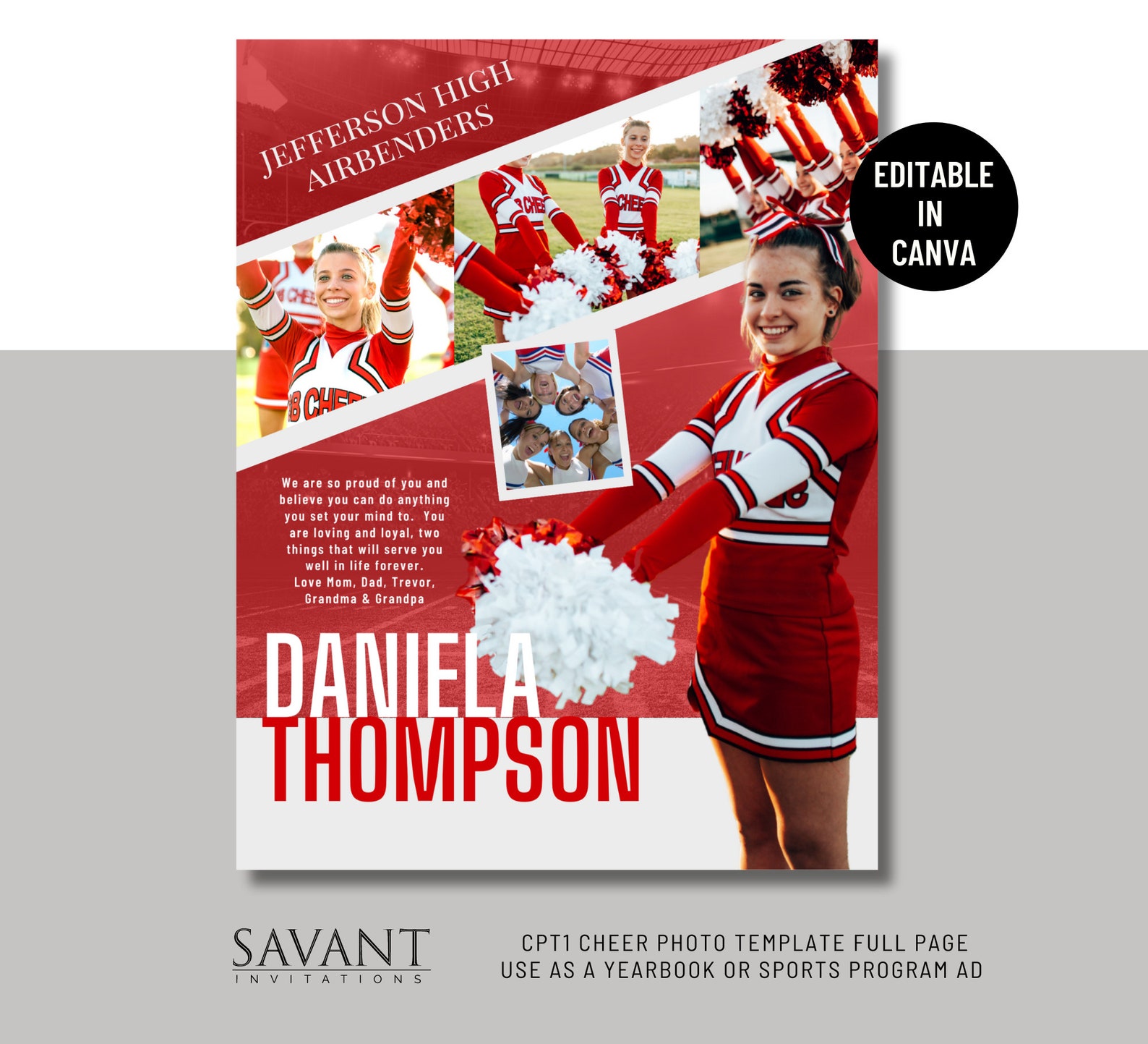Cheer Yearbook - Sports Program Ad Template - Full Page Cheer Photo ...
