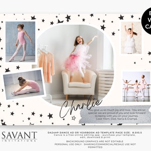 Half Page Dance Template - Yearbook Tribute Ad - Charlie -  Fun Creative design - Stars - DA24HP